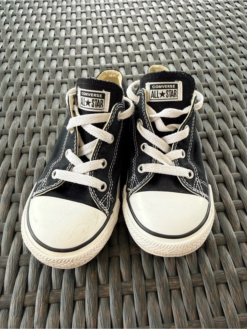 Converse All Star Kids Low Top Sneakers Black White Size 10 Toddler